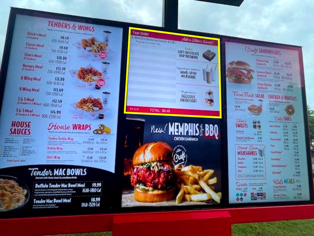 Slim Chickens Order Confirmation Screen